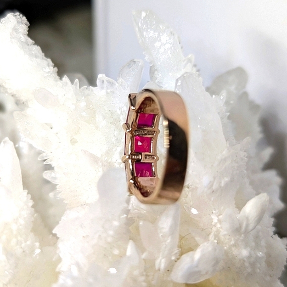 Pink Rubies Vermeil Sterling Ring - Picture 9 of 10